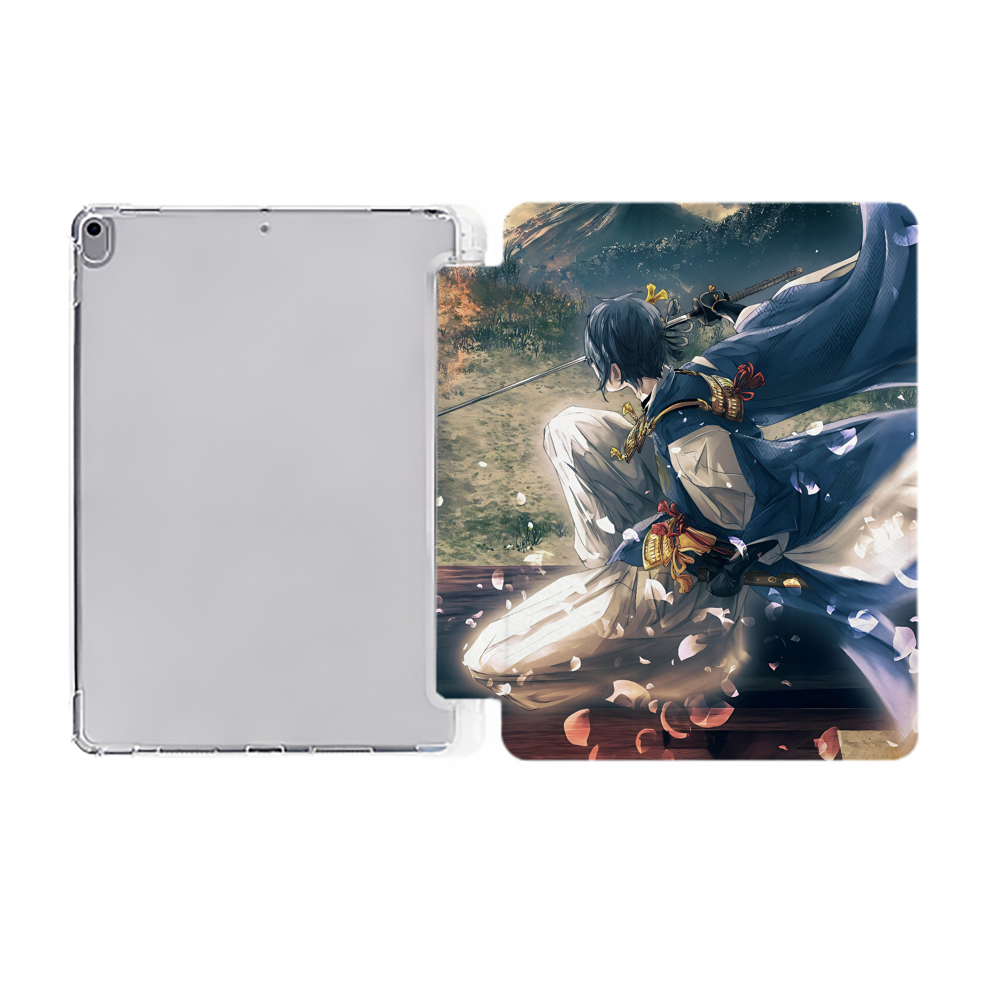 （画像用） 刀剣乱舞 Touken Ranbu IPad ケース ペン収納付き 三つ折りスタンド PUレザー×シリコン 対応機種9.5/10.5/10.9インチ